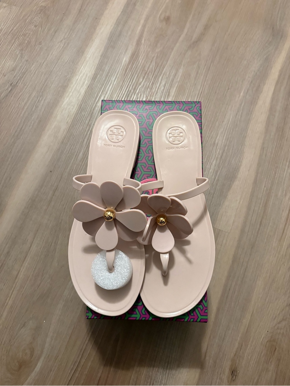 Tory Burch Blush Pink Floral Jelly Thong Sandals